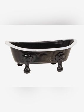 New Black & White Tin Clawfoot Soap or Trinket Dish